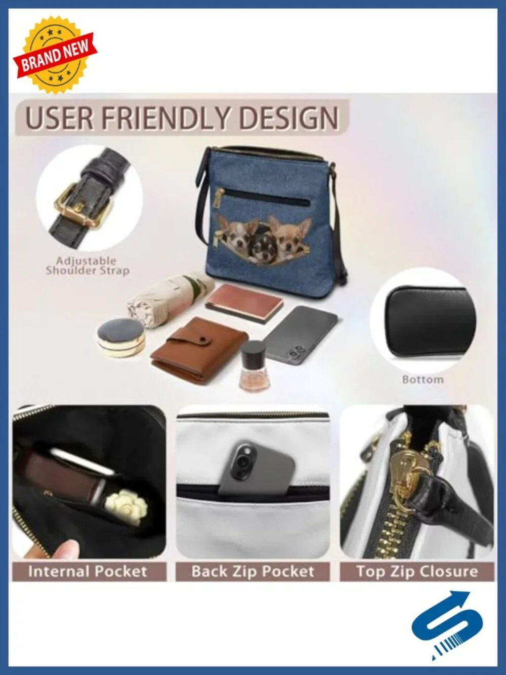 PU Leather Crossbody Messenger Bag with Adjustable Strap